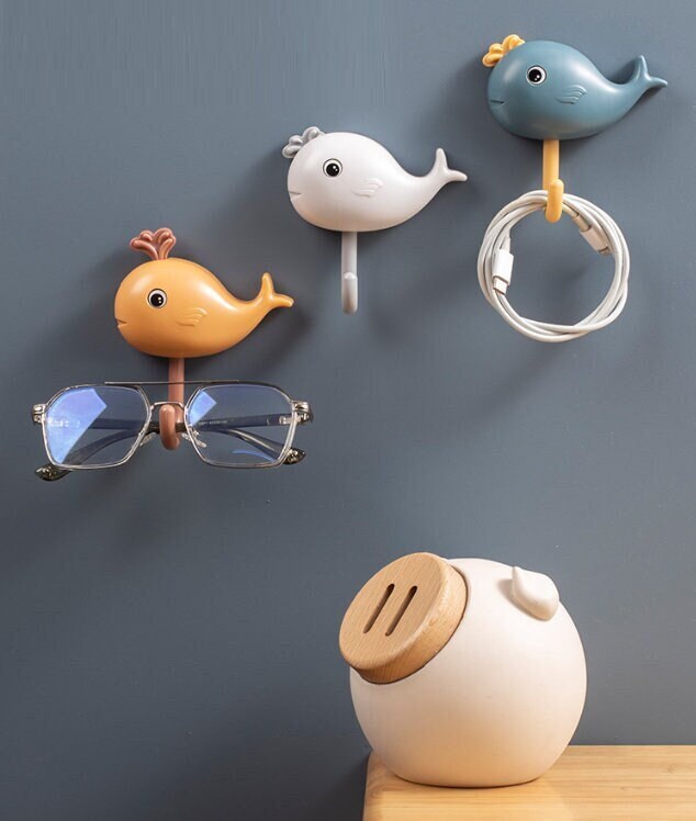 9pcs cartoon Whale Kids Room Wall Hook kawaii Kids Towel Hooks self Adhesive Wall Hangers bathroom B on Luulla