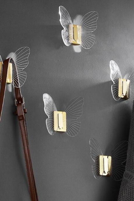 Butterfly Wall Hook, Transparent Living Roomclothes Hanging,creative Hook,entryway Hooks,bedroom Wall Rack, Room Decoration,plastics Hanger