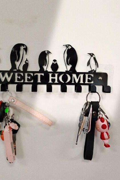 Penguin Wall Hook,black Kawaii Living Room Clothes Hanging,creative Hook,entryway Hooks,bedroom Wall Rack, Room Decoration, Metal