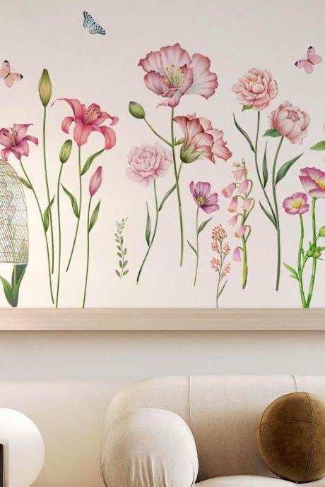 Botanical Floral Blossom Wall Sticker - Plant Decoration - Natural Planting Vinyl Home Decor - Peel And Stick Wall Sticker