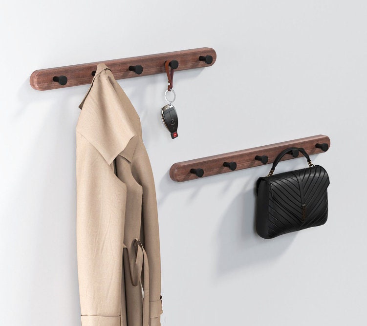 Walnut Wood Wall Hook,brown Living Room Clothes Hanging,creativehook ...